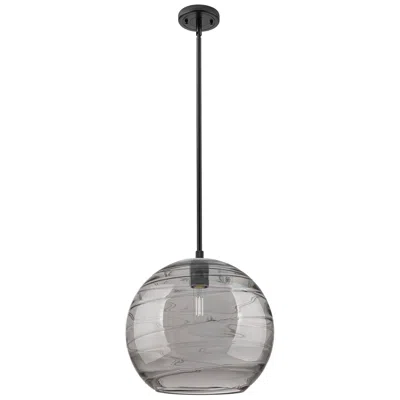 Innovations Lighting Crown Point Athens Deco Swirl 12"w Black Stem Pendant W/ Smoke Shade