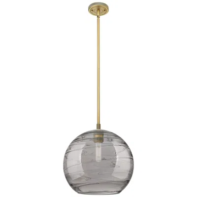 Innovations Lighting Crown Point Athens Deco Swirl 12"w Brass Stem Pendant W/ Smoke Shade