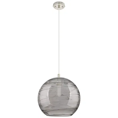 Innovations Lighting Crown Point Athens Deco Swirl 12"w Nickel Cord Pendant W/ Smoke Shade