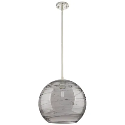 Innovations Lighting Crown Point Athens Deco Swirl 12"w Nickel Stem Pendant W/ Smoke Shade