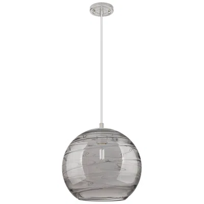 Innovations Lighting Crown Point Athens Deco Swirl 12"w Satin Nickel Cord Pendant W/ Smoke
