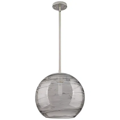 Innovations Lighting Crown Point Athens Deco Swirl 12"w Satin Nickel Stem Pendant W/ Smoke