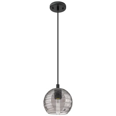 Innovations Lighting Crown Point Athens Deco Swirl 6"w Black Cord Pendant W/ Smoke Shade