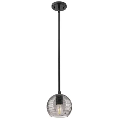 Innovations Lighting Crown Point Athens Deco Swirl 6"w Black Stem Pendant W/ Smoke Shade