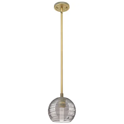 Innovations Lighting Crown Point Athens Deco Swirl 6"w Brass Stem Pendant W/ Smoke Shade