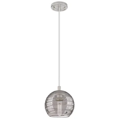 Innovations Lighting Crown Point Athens Deco Swirl 6"w Satin Nickel Cord Pendant W/ Smoke Shade