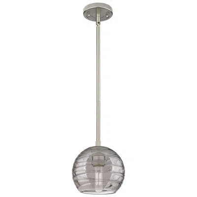 Innovations Lighting Crown Point Athens Deco Swirl 6"w Satin Nickel Stem Pendant W/ Smoke S In Silver