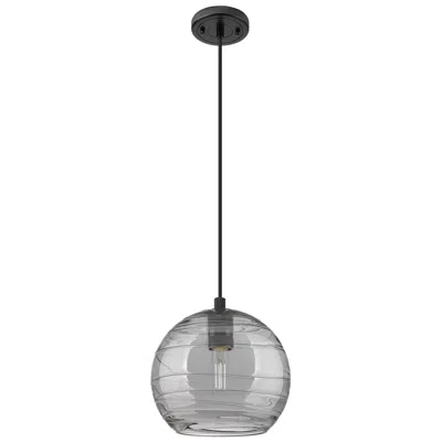 Innovations Lighting Crown Point Athens Deco Swirl 8"w Black Cord Pendant W/ Smoke Shade