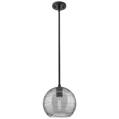 Innovations Lighting Crown Point Athens Deco Swirl 8"w Black Stem Pendant W/ Smoke Shade