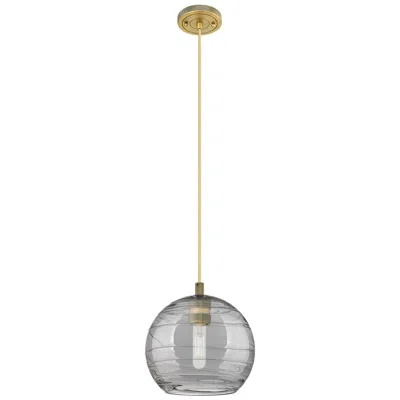 Innovations Lighting Crown Point Athens Deco Swirl 8"w Brass Cord Pendant W/ Smoke Shade