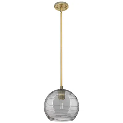 Innovations Lighting Crown Point Athens Deco Swirl 8"w Brass Stem Pendant W/ Smoke Shade