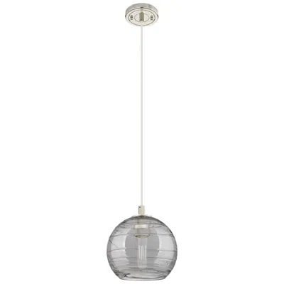 Innovations Lighting Crown Point Athens Deco Swirl 8"w Nickel Cord Pendant W/ Smoke Shade