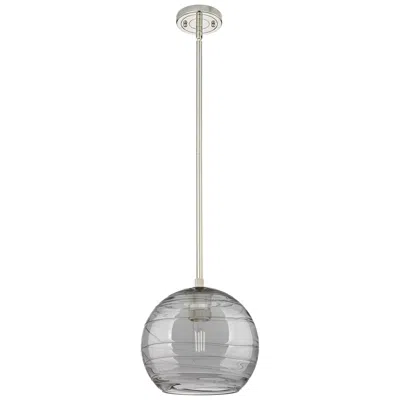 Innovations Lighting Crown Point Athens Deco Swirl 8"w Nickel Stem Pendant W/ Smoke Shade