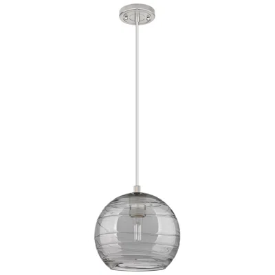 Innovations Lighting Crown Point Athens Deco Swirl 8"w Satin Nickel Cord Pendant W/ Smoke S