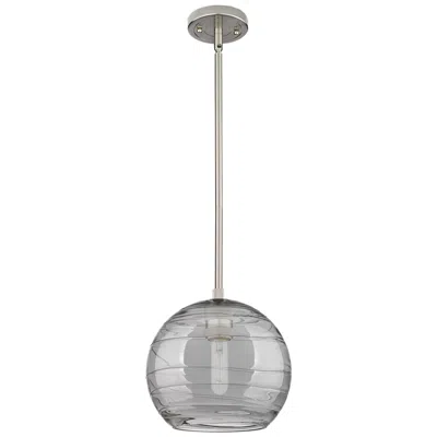 Innovations Lighting Crown Point Athens Deco Swirl 8"w Satin Nickel Stem Pendant W/ Smoke Shade