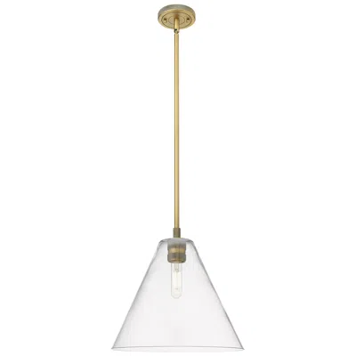 Innovations Lighting Crown Point Berkshire 12"w Brushed Brass Stem Pendant With Clear Shade In Multi
