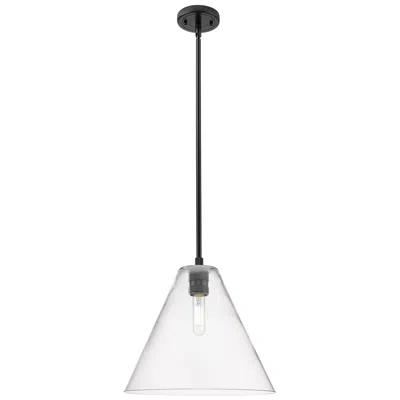 Innovations Lighting Crown Point Berkshire 12"w Matte Black Stem Pendant With Clear Shade