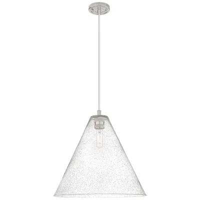 Innovations Lighting Crown Point Berkshire 16"w Satin Nickel Cord Pendant With Seedy Shade