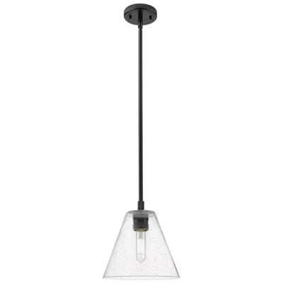 Innovations Lighting Crown Point Berkshire 8"w Matte Black Stem Pendant With Seedy Shade