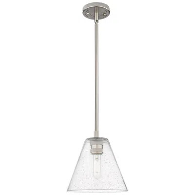 Innovations Lighting Crown Point Berkshire 8"w Satin Nickel Stem Pendant With Seedy Shade