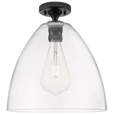 Innovations Lighting Crown Point Bristol 12" Wide Matte Black Flush Mount With Clear Shade
