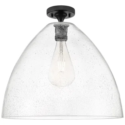 Innovations Lighting Crown Point Bristol 16" Wide Matte Black Flush Mount With Seedy Shade