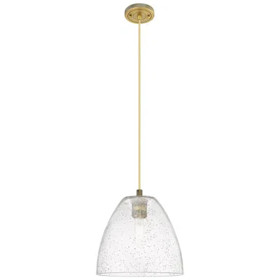 Innovations Lighting Crown Point Bristol 9"w Brushed Brass Cord Pendant With Seedy Shade