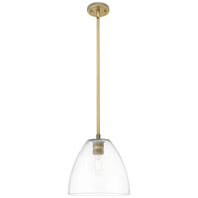 Innovations Lighting Crown Point Bristol 9"w Brushed Brass Stem Pendant With Clear Shade In Multi