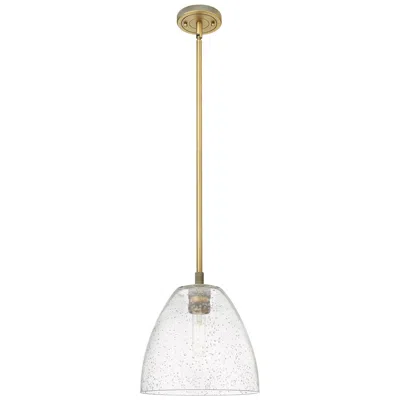 Innovations Lighting Crown Point Bristol 9"w Brushed Brass Stem Pendant With Seedy Shade In Multi