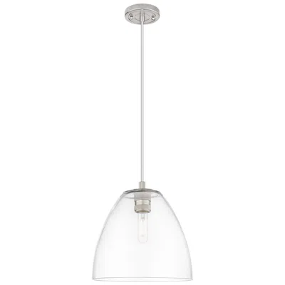 Innovations Lighting Crown Point Bristol 9"w Satin Nickel Cord Hung Pendant With Clear Shade