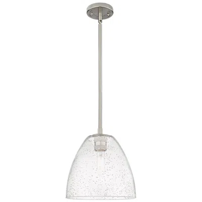 Innovations Lighting Crown Point Bristol 9"w Satin Nickel Stem Hung Pendant With Seedy Shad