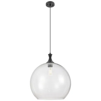 Innovations Lighting Downtown Astor 14"w Metal Cord Matte Black Pendant W/ Clear Shade