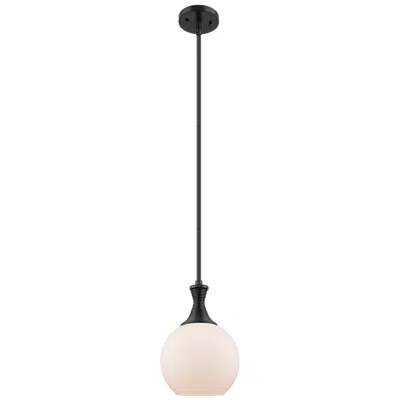 Innovations Lighting Downtown Astor 8"w Metal Stem Matte Black Mini Pendant W/ White Shade