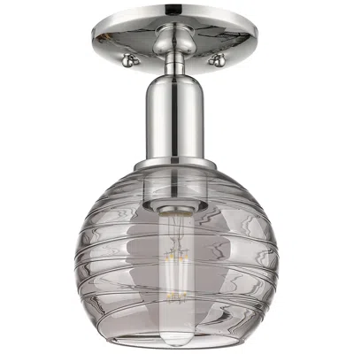 Innovations Lighting Downtown Athens Deco 6"w Nickel Semi-flush W/ Smoke Swirl Shade