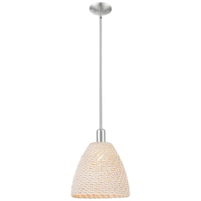 Innovations Lighting Downtown Ballston Dome 12"w Satin Nickel Pendant W/ Natural Shade
