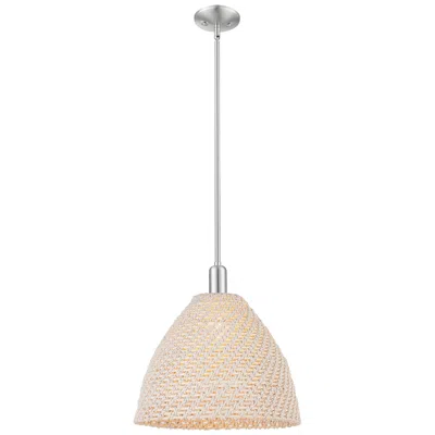 Innovations Lighting Downtown Ballston Dome 16"w Satin Nickel Pendant W/ Natural Shade