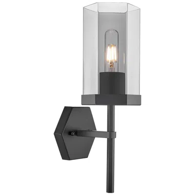 Innovations Lighting Downtown Blakeley 15 "h Matte Black Wall Sconce W/ Light Smoke Shade