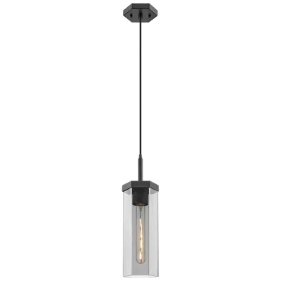 Innovations Lighting Downtown Blakeley 5"w Cord Matte Black Pendant W/ Light Smoke Shade