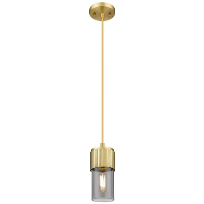 Innovations Lighting Downtown Bolivar 5"w Cord Brushed Brass Pendant W/ Light Smoke Shade