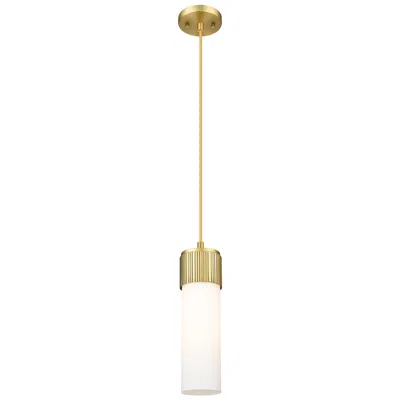 Innovations Lighting Downtown Bolivar 5"w Cord Brushed Brass Pendant W/ White Shade