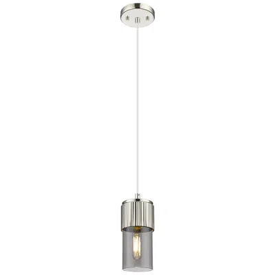 Innovations Lighting Downtown Bolivar 5"w Cord Polished Nickel Pendant W/ Light Smoke Shade