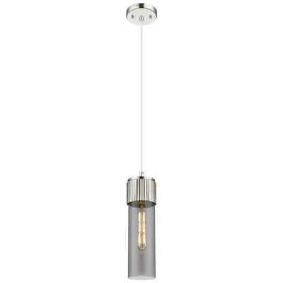 Innovations Lighting Downtown Bolivar 5"w Cord Polished Nickel Pendant W/ Light Smoke Shade