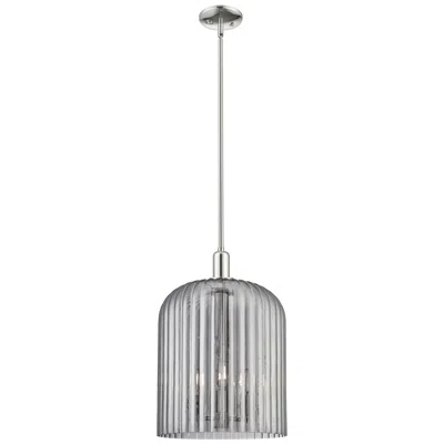 Innovations Lighting Downtown Bridal Veil 12"w 3 Light Nickel Mini Pendant W/ Light Smoke