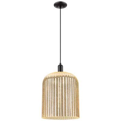 Innovations Lighting Downtown Bridal Veil 12"w Cord Black Mini Pendant W/ Mercury Shade