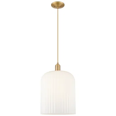 Innovations Lighting Downtown Bridal Veil 12"w Cord Brass Mini Pendant W/ Gloss White Shade
