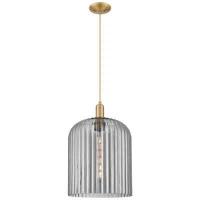 Innovations Lighting Downtown Bridal Veil 12"w Cord Brass Mini Pendant W/ Light Smoke Shade