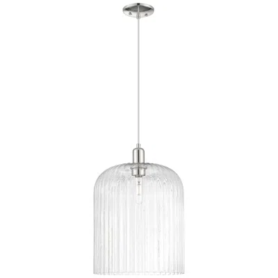 Innovations Lighting Downtown Bridal Veil 12"w Cord Nickel Mini Pendant W/ Clear Shade In Silver