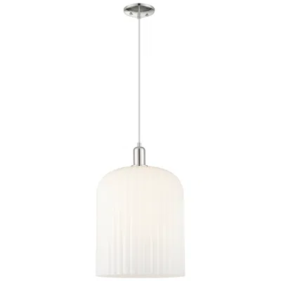 Innovations Lighting Downtown Bridal Veil 12"w Cord Nickel Pendant W/ Gloss White Shade