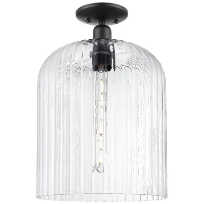 Innovations Lighting Downtown Bridal Veil 12"w Matte Black Semi Flush Mount W/ Clear Shade