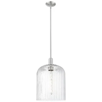 Innovations Lighting Downtown Bridal Veil 12"w Satin Nickel Mini Pendant W/ Clear Shade In Gray